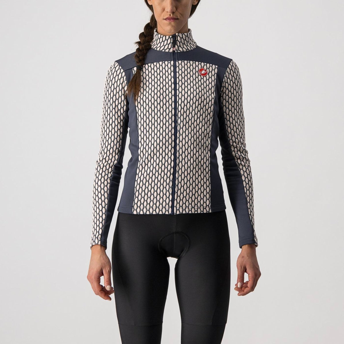 CASTELLI SFIDA 2 JERSEY FZ W SOFT PINK/DARK STEEL BLUE SIZE. L