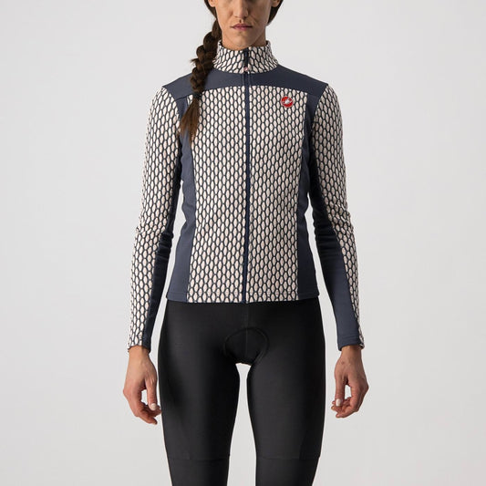 CASTELLI SFIDA 2 JERSEY FZ W SOFT PINK/DARK STEEL BLUE SIZE. L