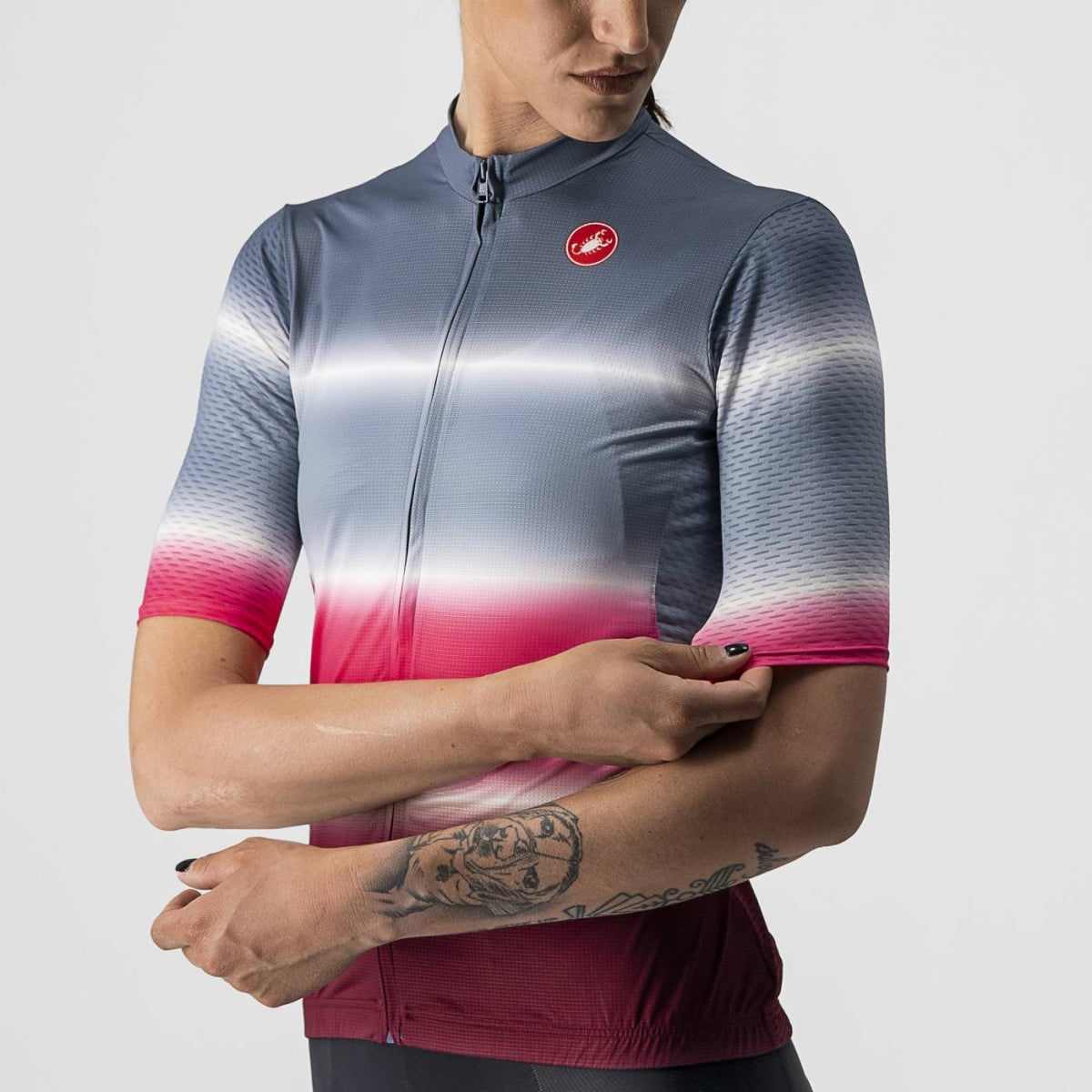 CASTELLI DOLCE JERSEY W LIGHT STEEL BLUE/BORDEAUX SIZE. L