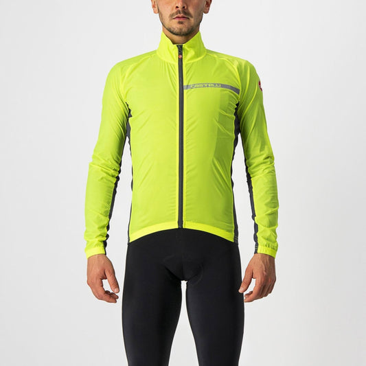CASTELLI SQUADRA STRETCH JACKET YELLOW FLUO/DARK GRAY SIZE. L