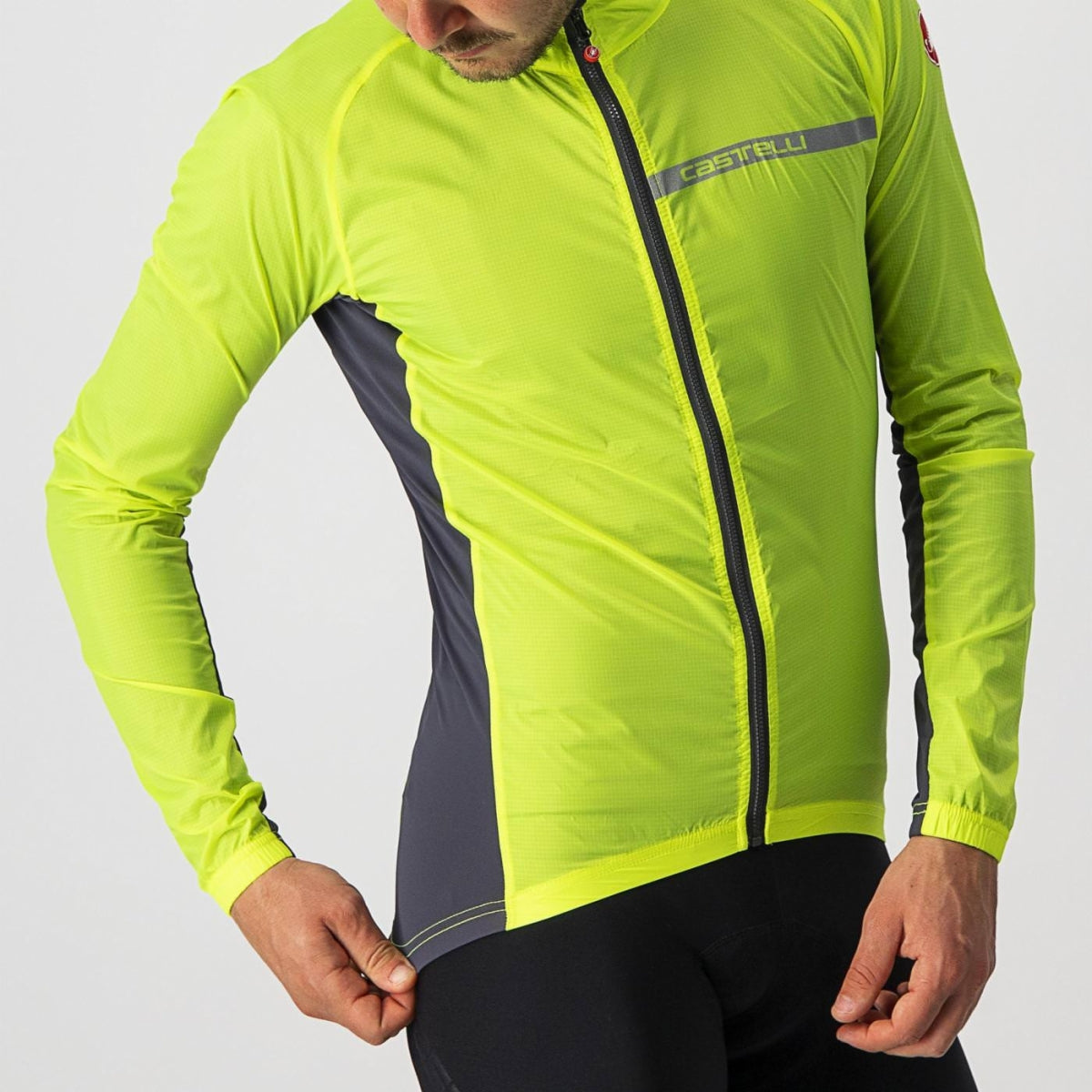 CASTELLI SQUADRA STRETCH JACKET YELLOW FLUO/DARK GRAY SIZE. L